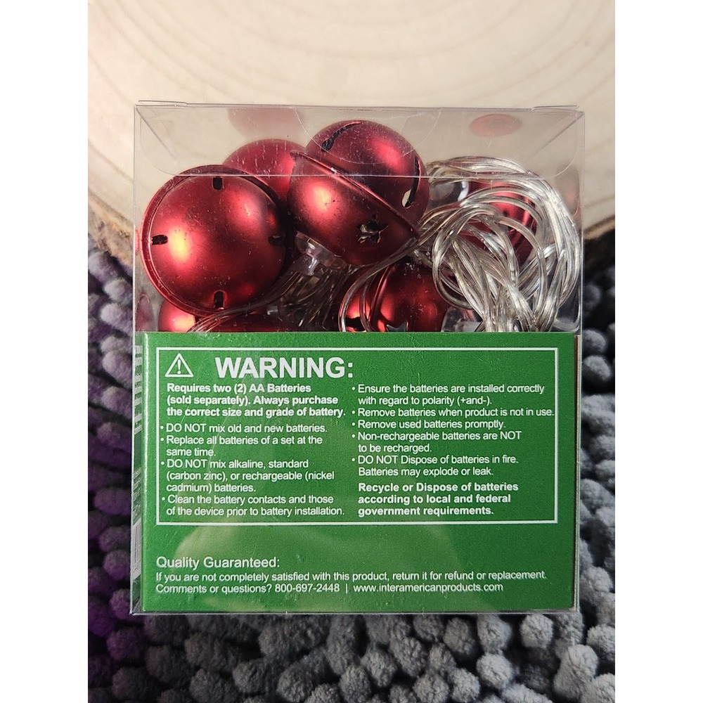 Holiday Home LED Red Bell String Lights For Indoor Use Only ~NEW~RARE - Picture 3 of 3